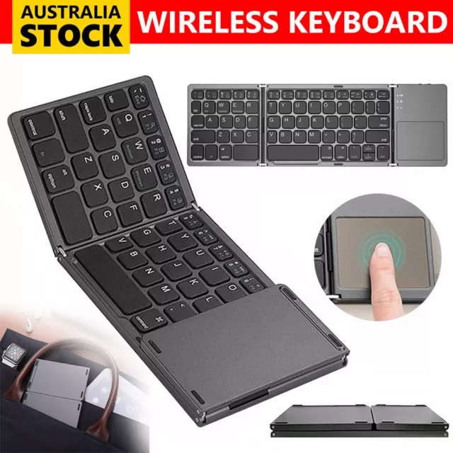 Wireless Bluetooth Keyboard With Touchpad Mouse For iPhone Android PC Foldable