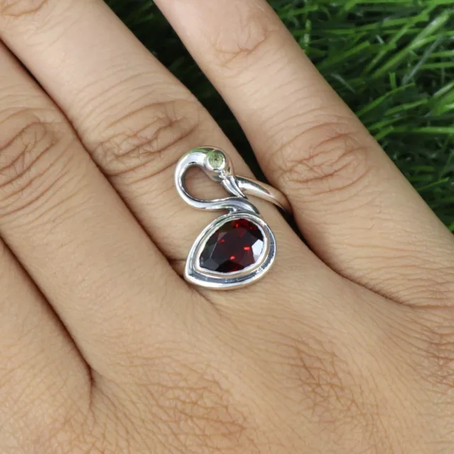 Pretty Designer 925 Sterling Silver Garnet Women Ring Gift for Loved Ones