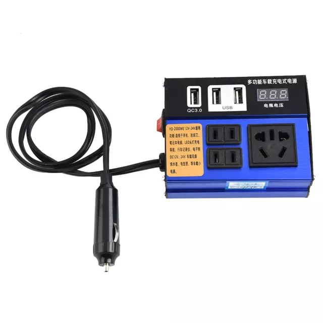 Powerful Car Power Inverter DC12V 24V to DC110V 220V Converter with LED Display