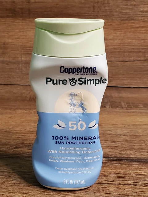 Coppertone Zinc Oxide Sunscreen Protection Pure & Simple 100% Mineral SPF50
