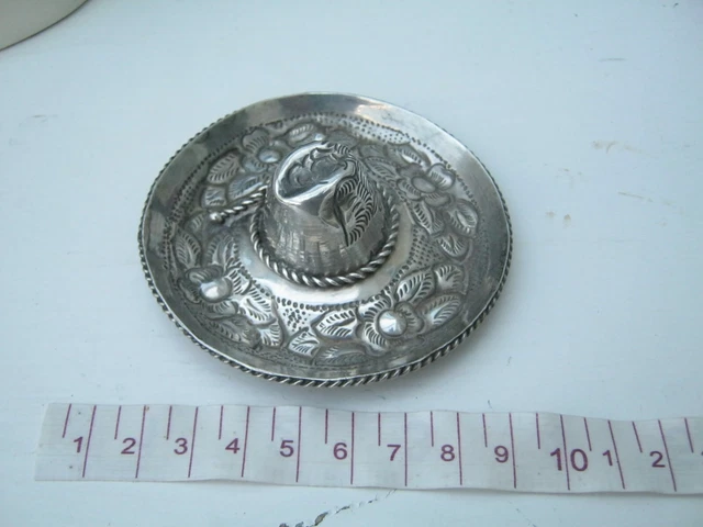 Vintage 20th Century Mexican Silver Sombrero Pin Dish