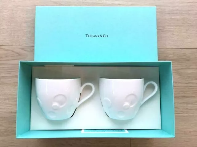Rare Tiffany & Co. Lunes Tasse Blanc Paire Tasse De Japon