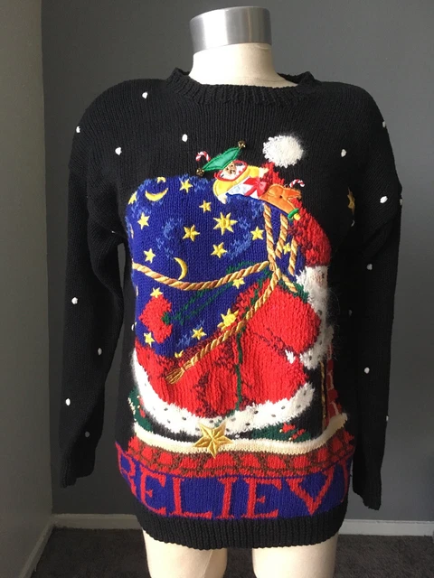 MARISA CHRISTINA MARY Engelbreit BELIEVE Ugly Christmas Sweater