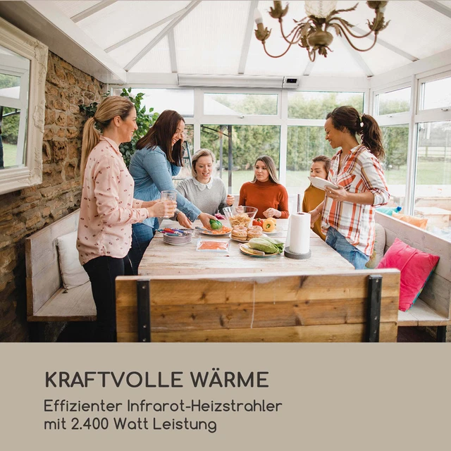 Infrarot Heizstrahler Decke Wand 2400W Infrarotstrahler elektrisch Terrasse weiß 2