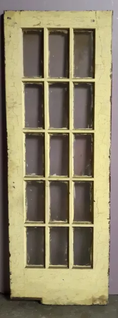 28.5x83"x.1.75" Antique Vintage Wooden French Swinging Door Window Beveled Glass