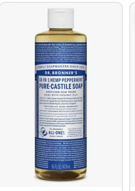 Dr Bronner Org Peppermint Castile Liquid Soap 473ml