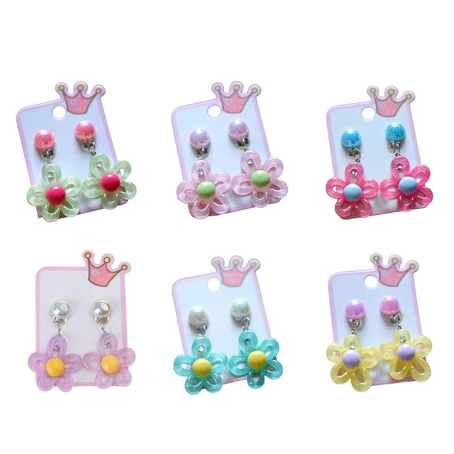 Hollowed Clip on Earrings Children Candy Color Clip-on Earrings Party Dressup
