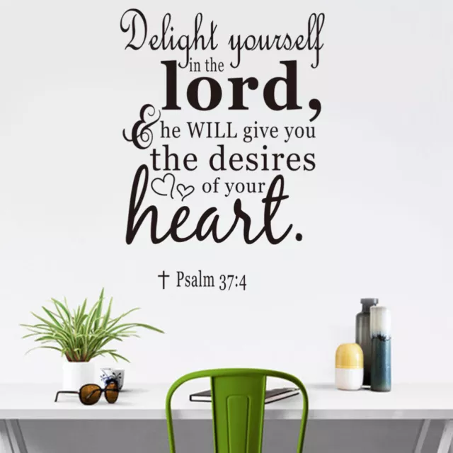 PSALM 37:4 Wall Art Sayings Sticker Décor Decal Prayer Church Jesus Pray 45x62cm