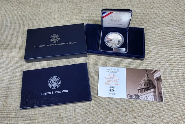 1994 US Capitol Bicentennial Silver Dollar PROOF US Mint Coin Set with Box & COA