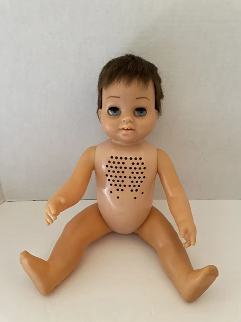 1962 Mattel Tiny Chatty Baby 15" Brunette Hair Hard Plastic  Doll As Found/Parts