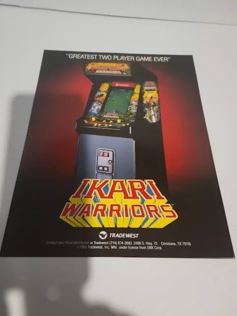 Flyer TRADEWEST,IKARI WARRIORS  Arcade Video Game advertisement original see pic