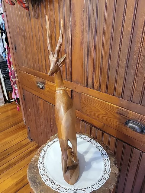 Hand Carved Wooden Antelope Impalla Gazelle African Figure Made in Kenya New 2