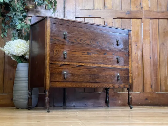Antique Dark Oak Chest of Drawers  Arts and Crafts Dresser  1920’s Sideboard