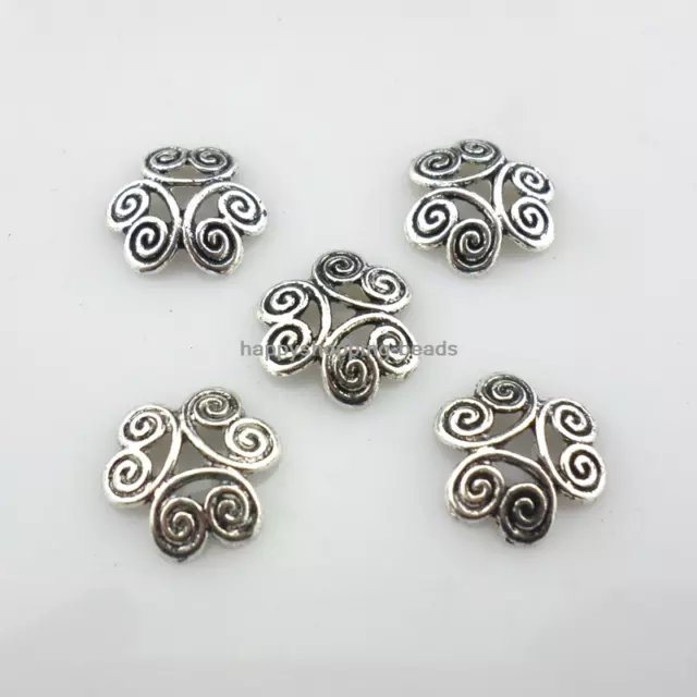 80pcs Tibetan Silver Fit Jewelry Making flower Spacer Bead Caps 11x3mm