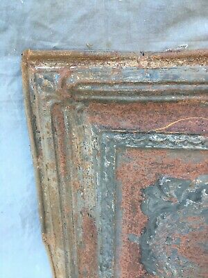 Antique Decorative Tin Metal Ceiling 2' x 2' Shabby VTG 24" SQ Rust 1130-20B 3