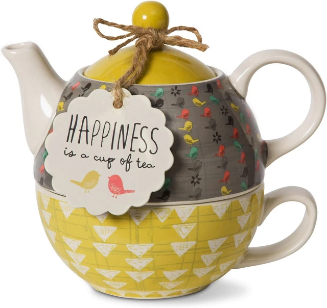 Bloom Happiness Ceramic Tea for One 15 oz Multicolor Accessories NEW