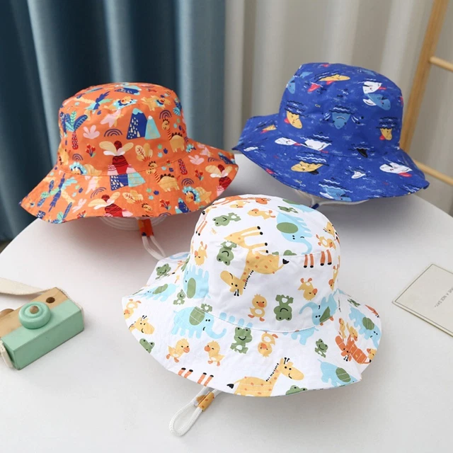 Cappello da sole protezione UV bambino tesa grande cappello da sole cartone animato stampato berretto ragazzo ragazza