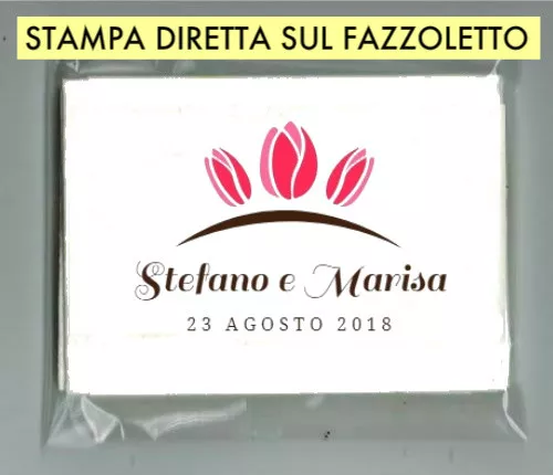 Fazzoletti di carta personalizzati con nomi sposi e data matrimonio cod.4