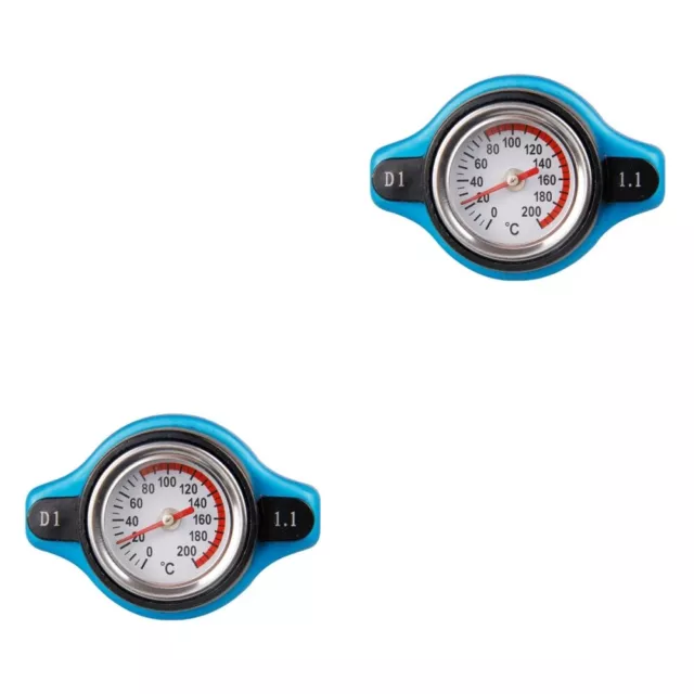 2pcs Car Water Tank Cover with Water Temperature Gauge Thermometer Radiator -