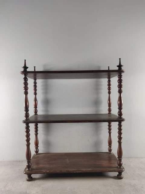 ETAGERE MURALE en BOIS SCULPTE fin XIXe petit mobilier presentoir ancien A