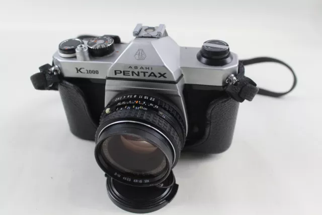 Pentax K1000 SLR FILM CAMERA w/ SMC Pentax-M 50mm F/2 Lens & Case WORKING