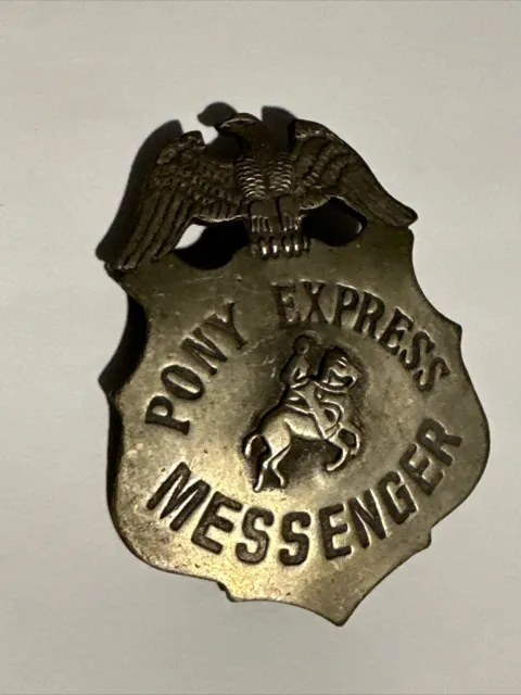 "Pony Express" badge vintage collectible old West Southwestern cowboy pinback
