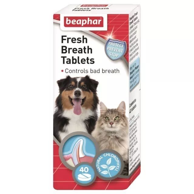 Beaphar Fresh Breath Tablets for Dogs 40 Pack Cat Fresh Breath Dental Tablets