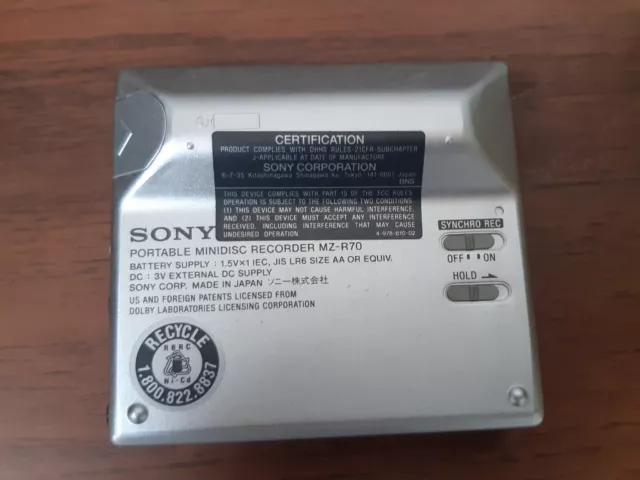 Pack Reproductor Mini Disc Sony MZ-R70 + Micro Sony ECM-MS907 +  Sony RM-MZ3R 3