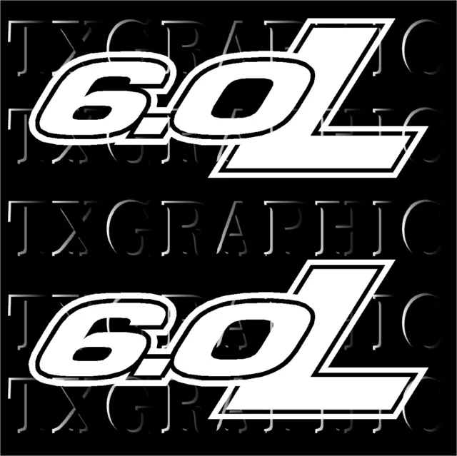 6.0 L LITER CC Engine Size Decal Sticker Ford PowerStroke V8 Turbo Diesel (Pair)