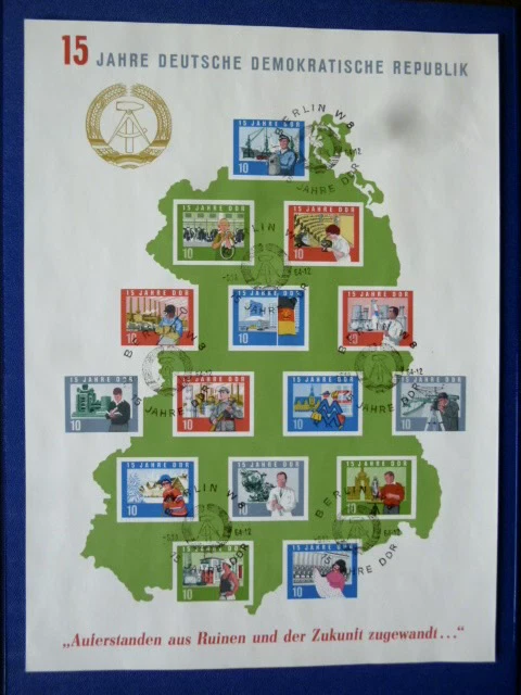 DDR Blockausgabe Nr. 19 (M.Nr. 1059B/1073B) "15 Jahre DDR" mit SST.   !