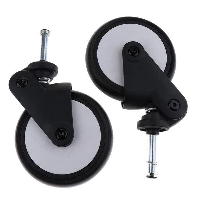 Lot de 2 roues de poussette avant/arrière complètes pour panier de