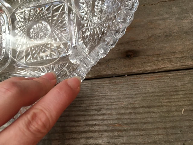 American Brilliant Cut Glass Small Bowl Hobstars and Pin Wheels 5