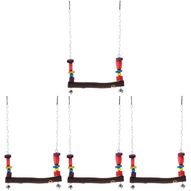 4 PCS Parakeet Hanging Shelf Pet Bird Swing Toy Parrot Natural
