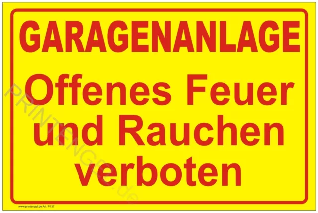 Schild Gragenanlage Offenes Feuer und Rauchen verboten Warn - Hinweisschild P138