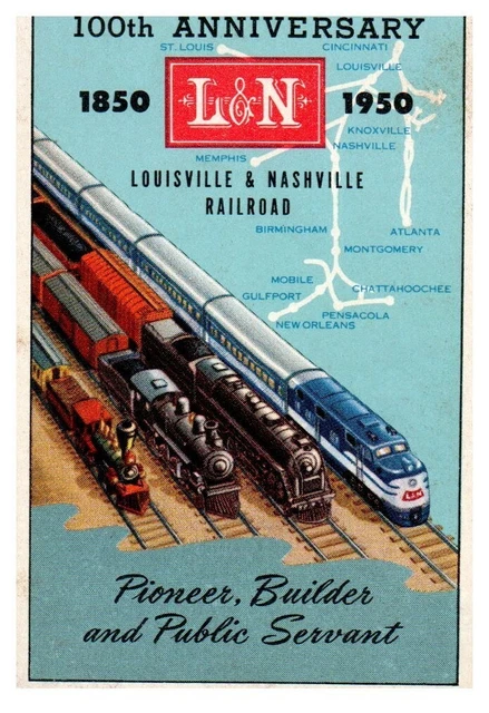 Louisville & Nashville Railroad L&N 1950 Train Pocket Calendar Plastic Coated Louisville & Nashville Railroad L&N 1950 Train Pocket Calendar Plastic Coated