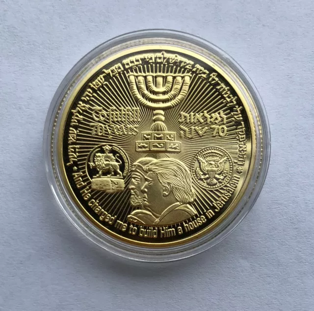 Donald Trump King Cyrus Jewish Temple Jerusalem Israel Commemorative Gold Coin