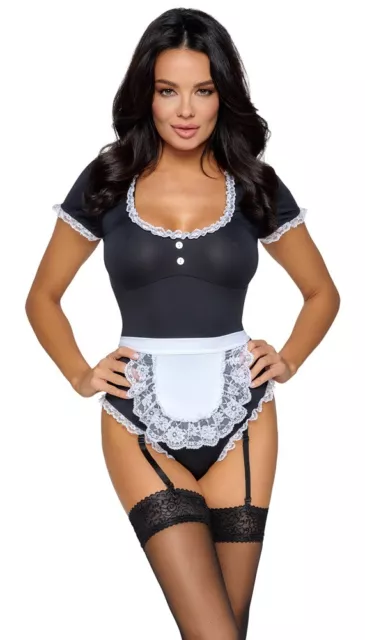 Déguisement Sexy Serveuse Body Avec Tablier Lingerie Érotique Jeu De Rôle