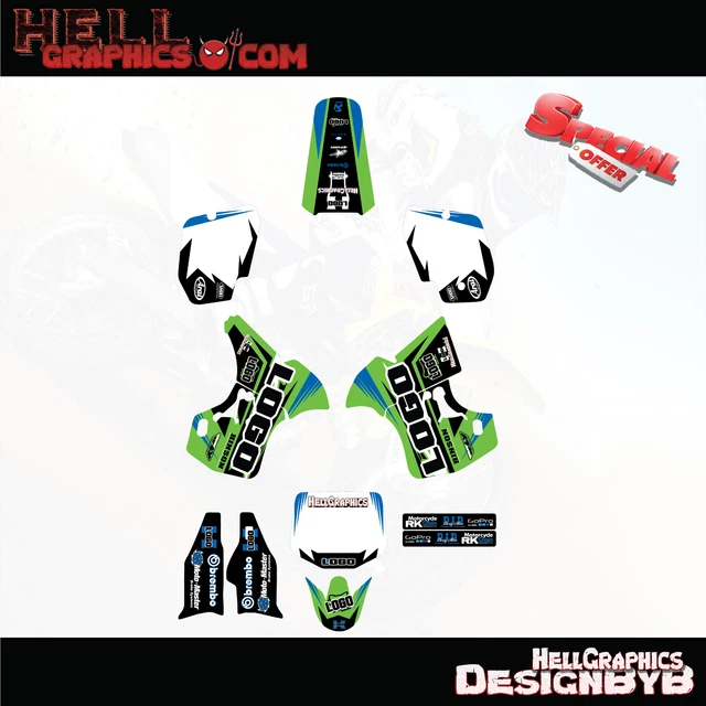 Green & Blue Graphics Kit fit Kawasaki KX 500 MX Decal Kx500 1990-2004