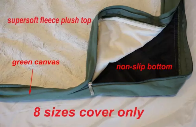 Cream supersoft fleece plush top Zipper Cover For Dog Bed Pad Pet Bed 8 sizes