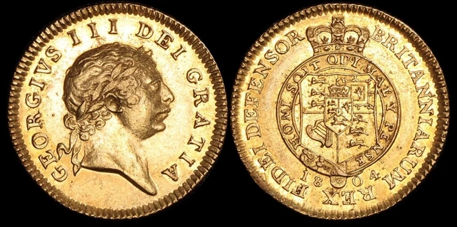 GREAT BRITAIN 1804 George III gold ½ Guinea 7th head. EF/UNC. S-3737.