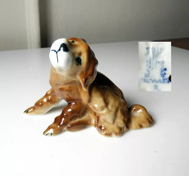 Zsolnay Hungary Porcelain - Puppy Dog Scratching Ear Figurine