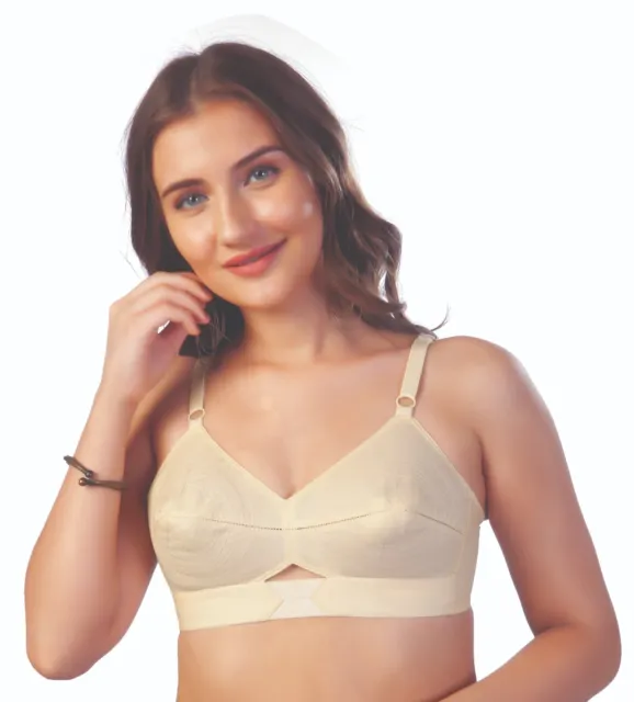 Pure Cotton Padded Vintage Encircled Retro Bullet Bra, Round Stitch 1950s Style