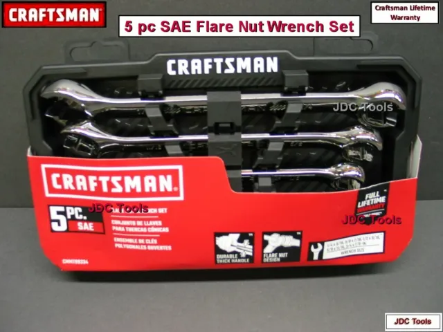 CRAFTSMAN 5 PC INCH SAE FLARE LINE NUT WRENCH SET (1/4" to 7/8") NEW VERSION