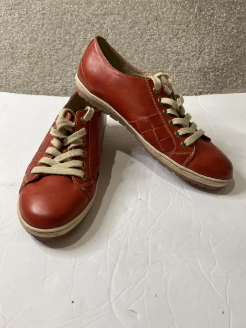 Pikolinos Women's Red Woven Leather Oxford Shoes Lace Up EU 39, US Size 8