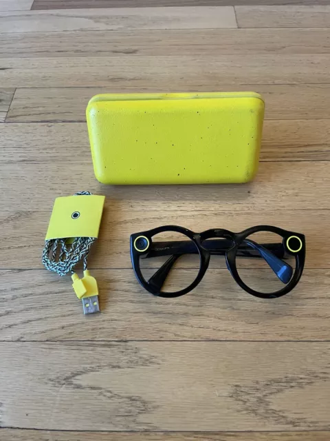 ⭐ Snapchat Spectacles 1 Glasses Black with Case & Charger Tested Good - No Lens