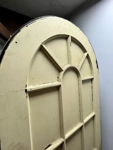 Antique Oak arched Entry door w/ beveled Mirror glass On One Side 80.5 X 34” 5