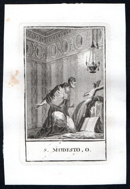 Antico inserzione 1800 de San Modesto O. santino estampa holy card image pieuse