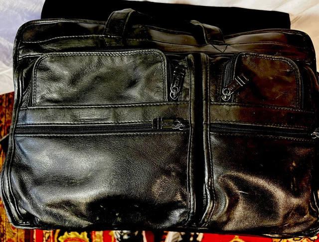 Tumi Alpha Napa Leather Overnighter Briefcase Expandable 18” 96061D4 Black