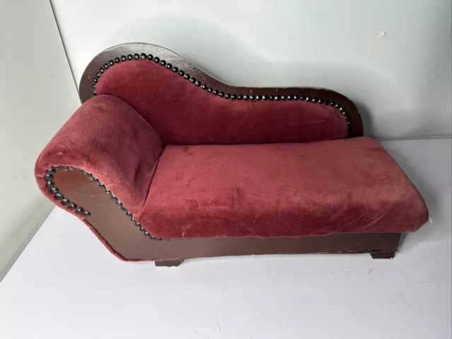 Vintage Antique Salesman Sample Miniature Doll Size Chaise Lounge Fainting Couch