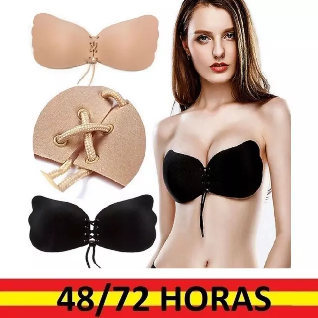 Sujetador Invisible Push Up Adhesivo Silicona Sexy Bra Beige Negro Sin Tirante